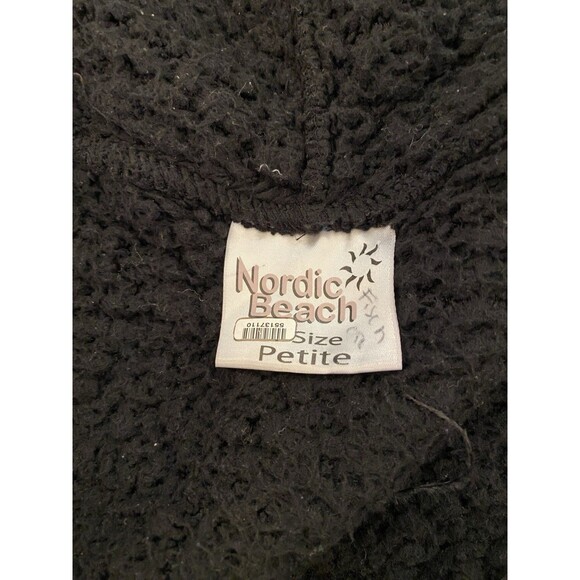 Nordic Beach Sherpa Black Hooded Open Front Drape Jacket Women’s Petite One Size - Picture 4 of 8